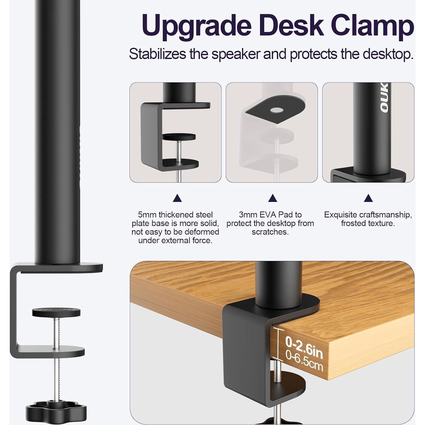 Soporte de Altavoz de Escritorio OUKMIC Ajustable 34-46 cm