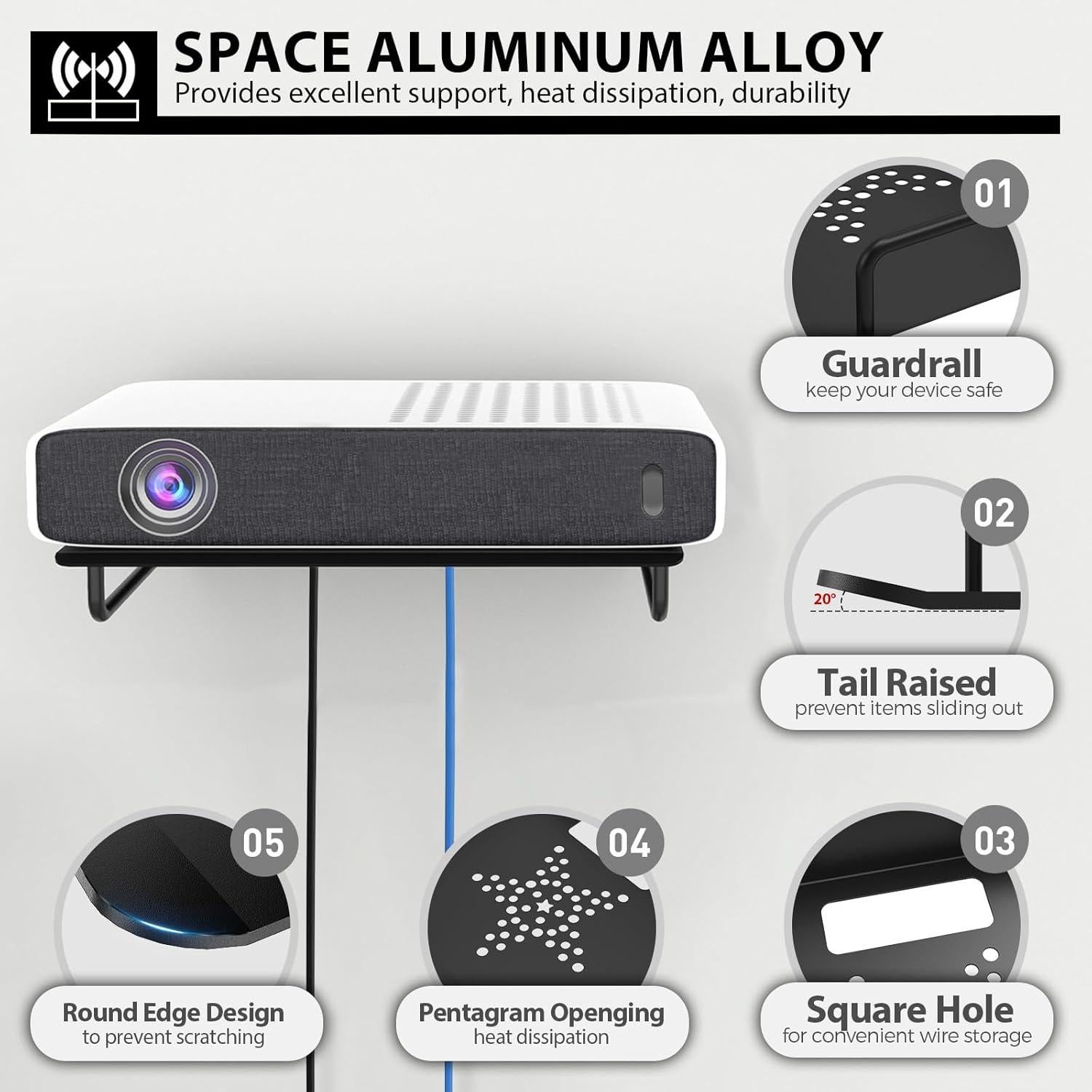 Estante Flotante AIYOTAR para Proyector y WiFi 2 Piezas