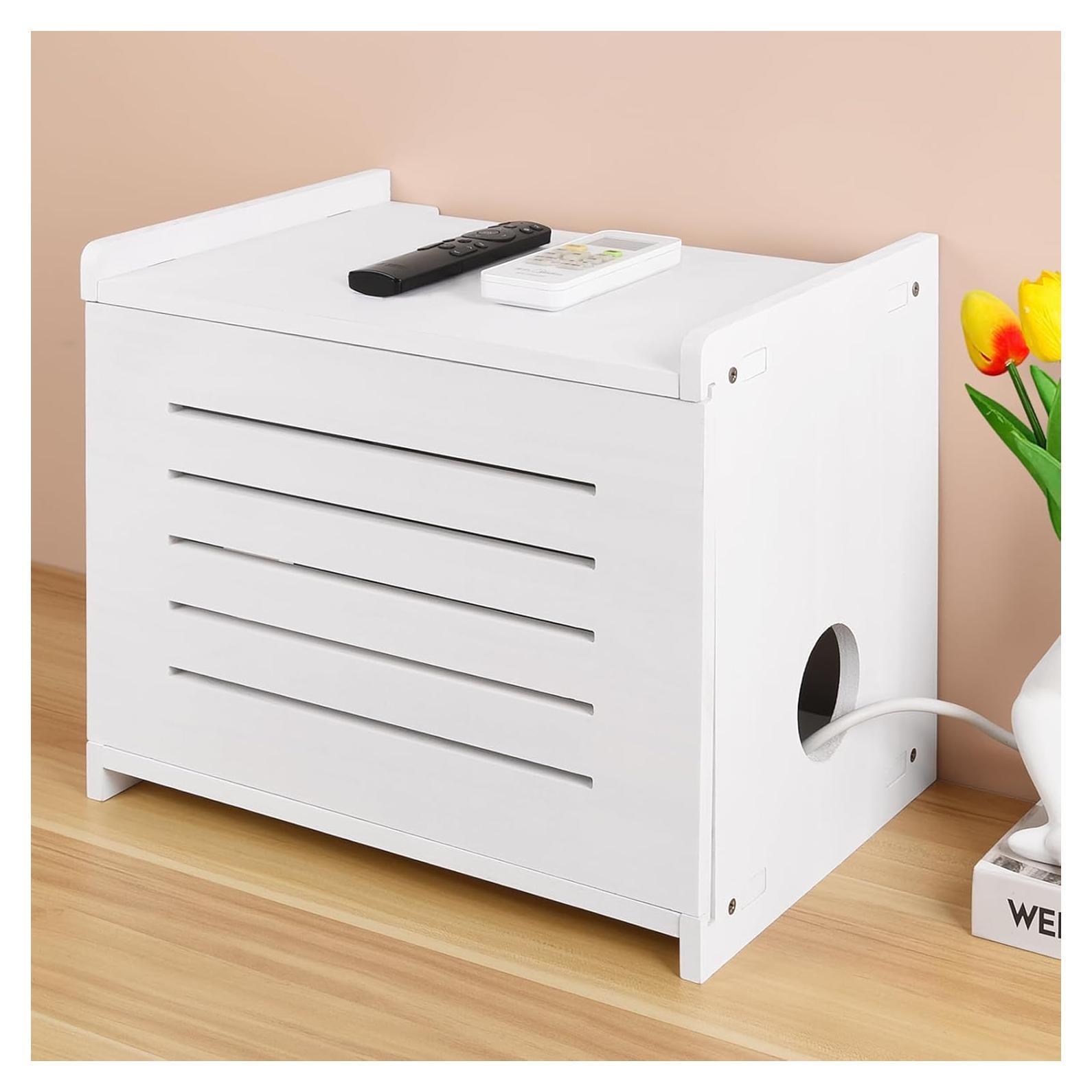 Estante de Madera BEARUT Blanco para Router y Proyector