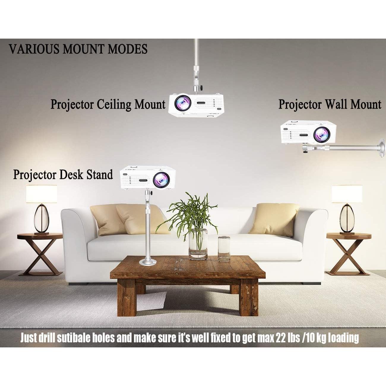 Soporte de Proyector 2-Be-Best Ajustable Techo/Pared Plata 31-45cm