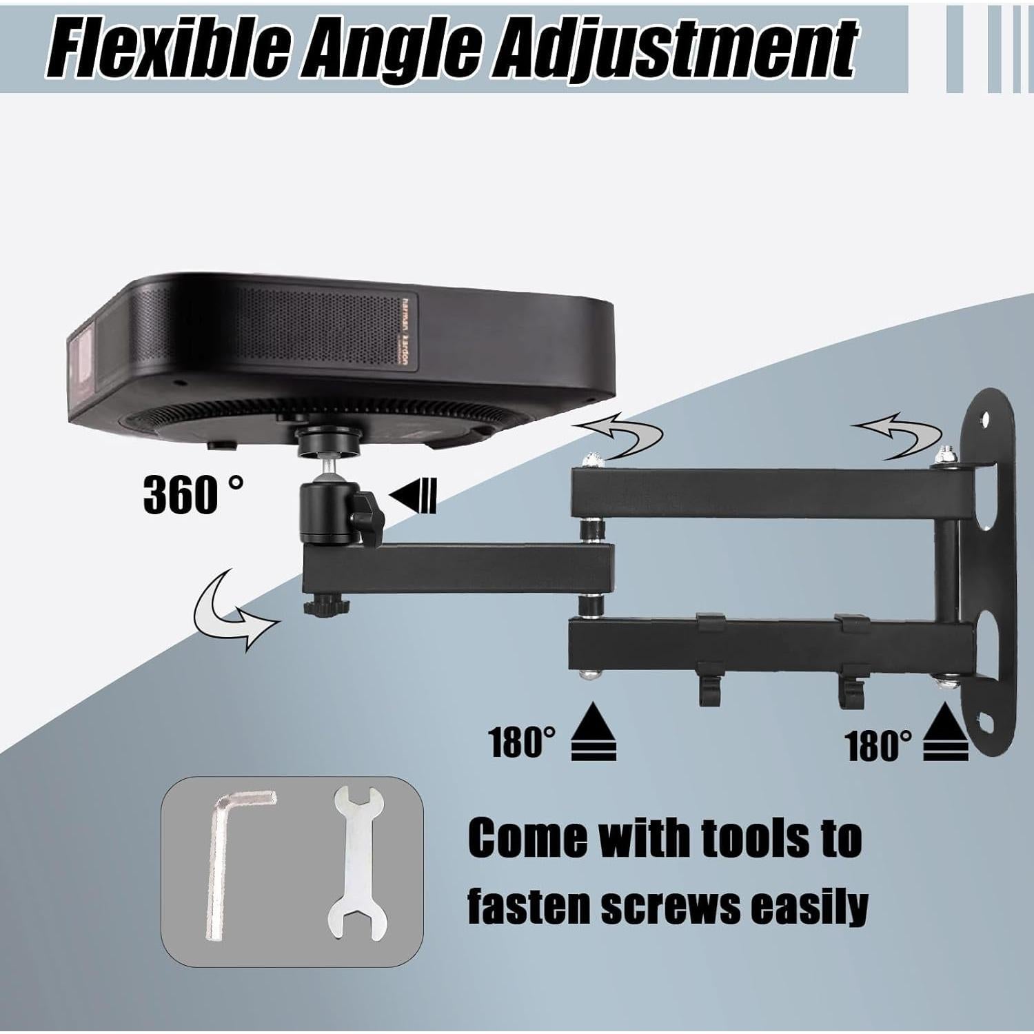 Soporte de Pared para Proyector 2-Be-Best Ajustable Negro
