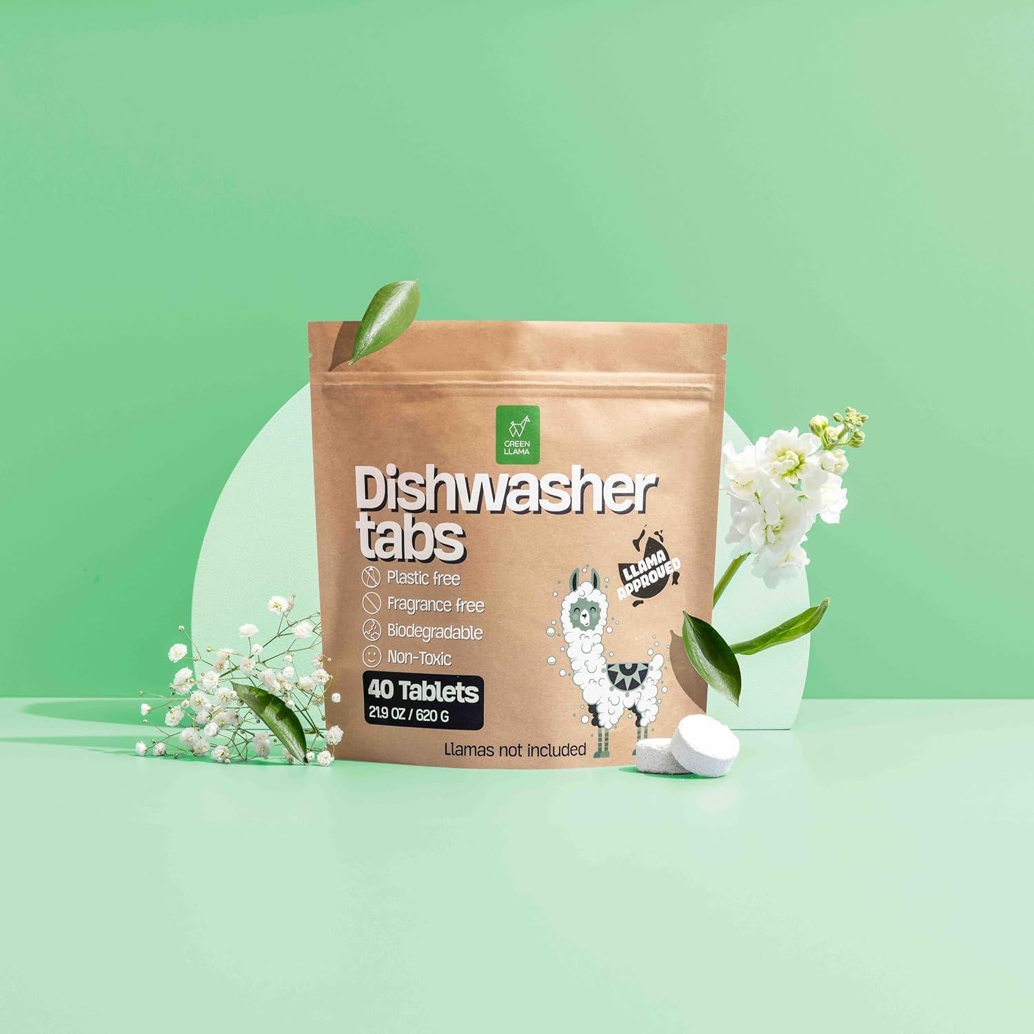 Tabletas para Lavavajillas Green Llama 40 Unidades Sin Fragancia