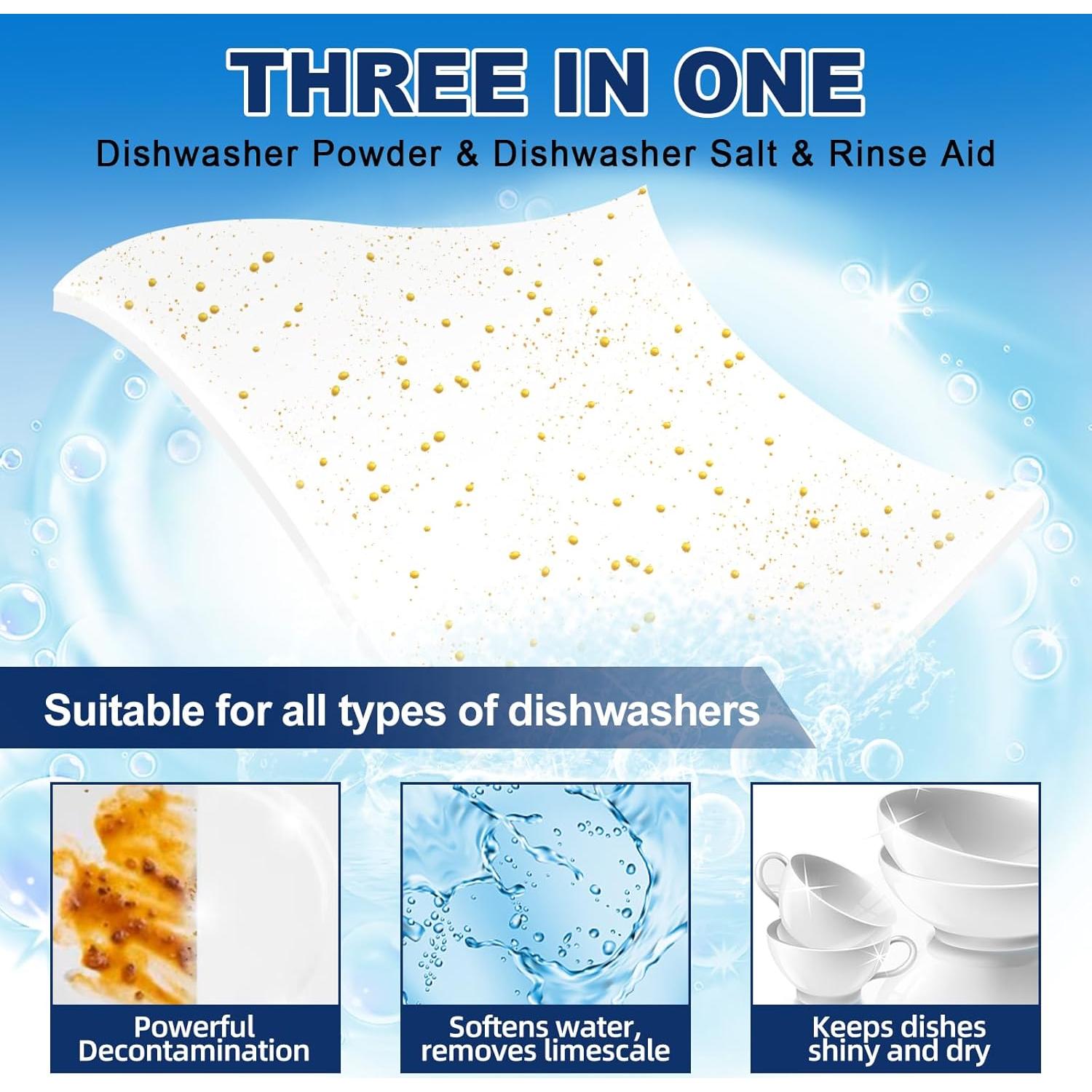 Eco Dishwasher Detergent Sheets Up To 160 Loads, Unscented Plastic Free Dishwashing Soap Strips With High Efficient Solid Enzyme, Leaving Dishes Sparkling Clean