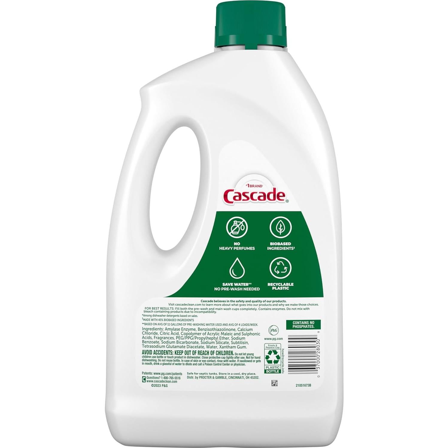 Detergente Líquido en Gel Cascade Libre y Claro 2.12L