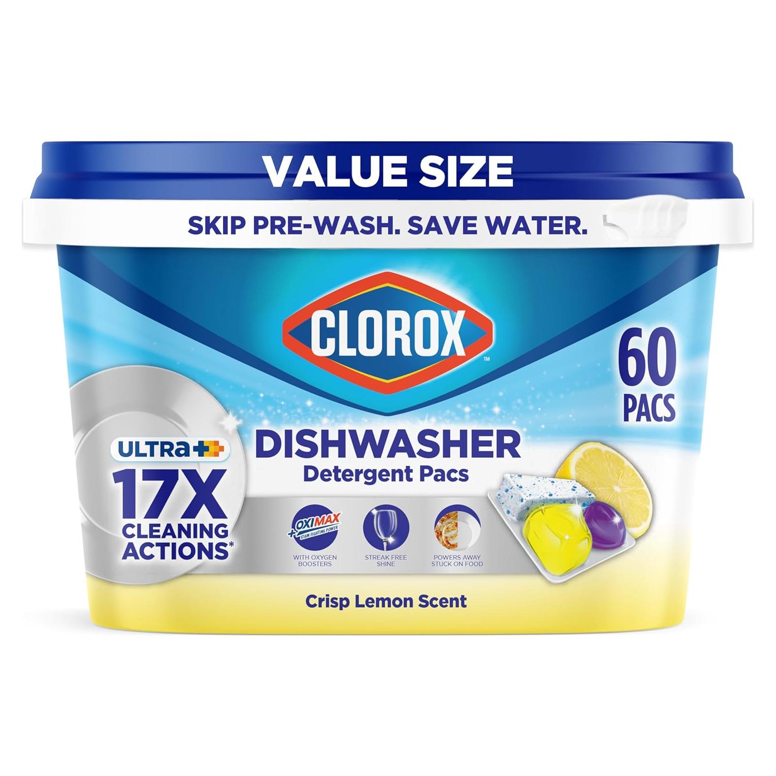 Detergente para Lavavajillas Clorox Ultra+ 60 Paquetes Aroma Limón