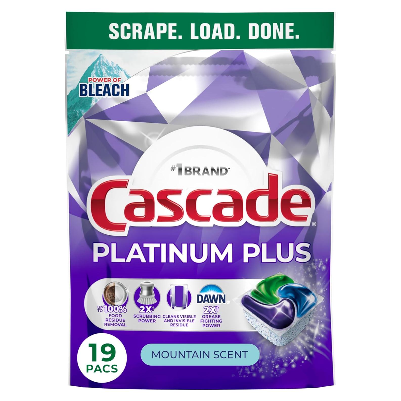 Cápsulas detergente para lavavajillas Cascade Platinum Plus 19 unidades
