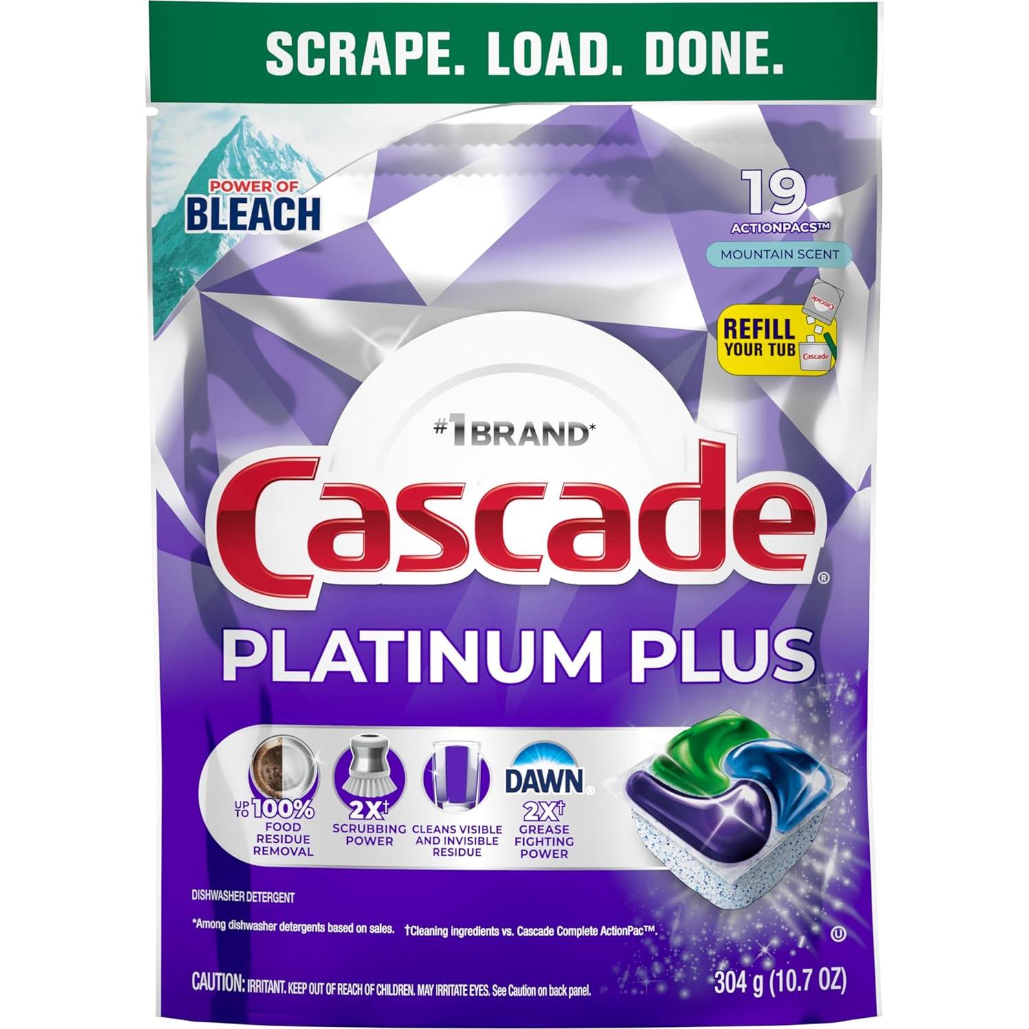 Cápsulas detergente para lavavajillas Cascade Platinum Plus 19 unidades