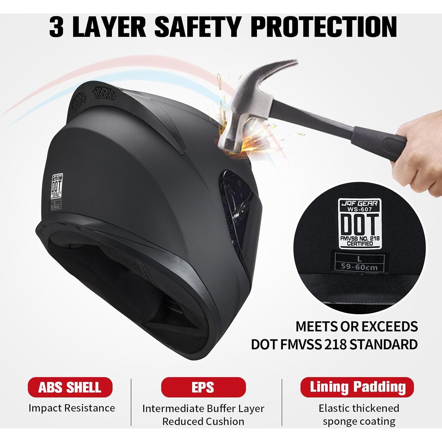 Casco Integral JQF Gear WS-607 para Motocicleta Adulto