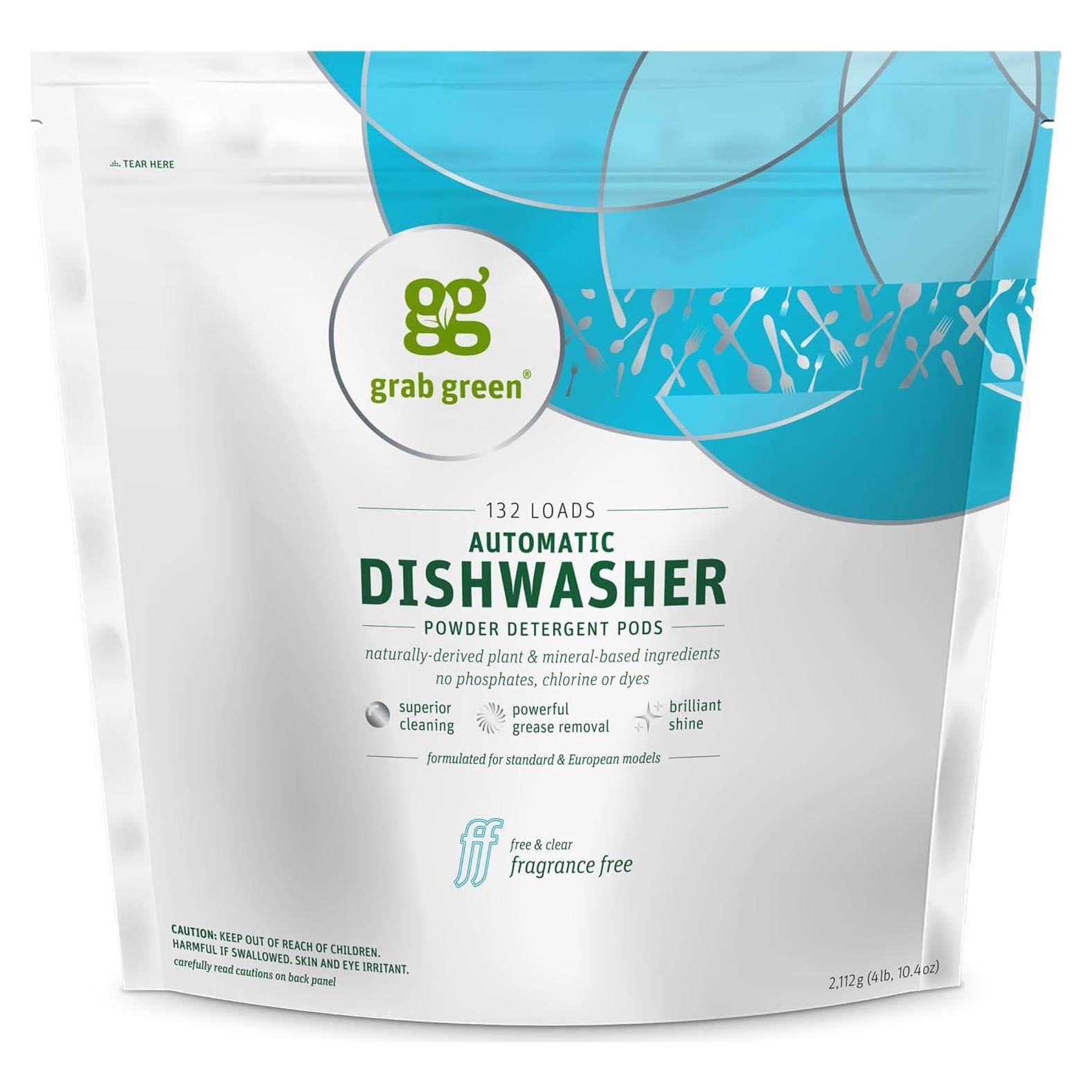 Cápsulas Detergente Lavavajillas Grab Green 132 Unidades Sin Fragancia