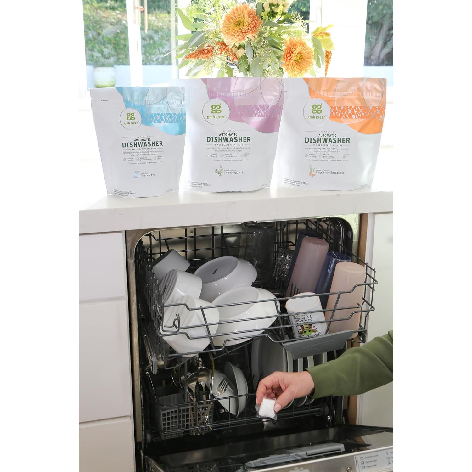 Cápsulas Detergente Lavavajillas Grab Green 132 Unidades Sin Fragancia