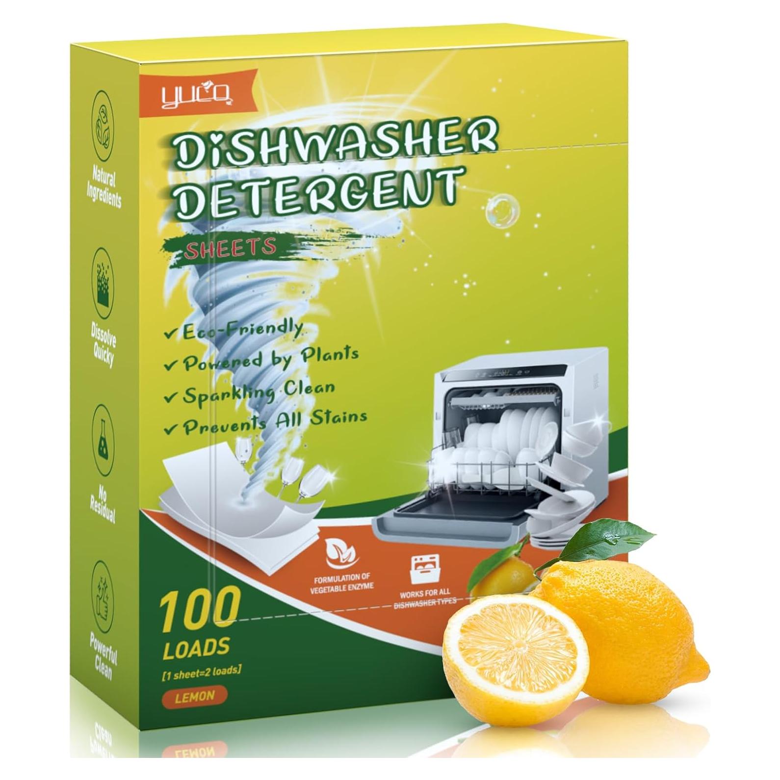 Hojas de detergente para lavavajillas YUCO 100 cargas Limón
