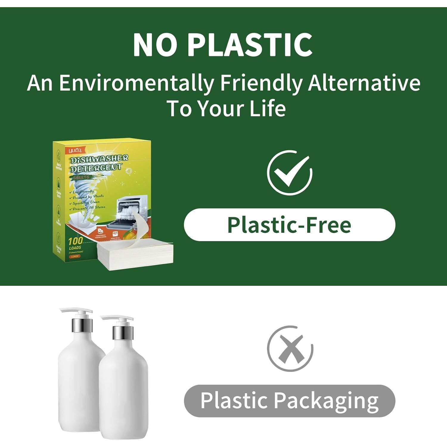 Hojas de detergente para lavavajillas YUCO 100 cargas Limón