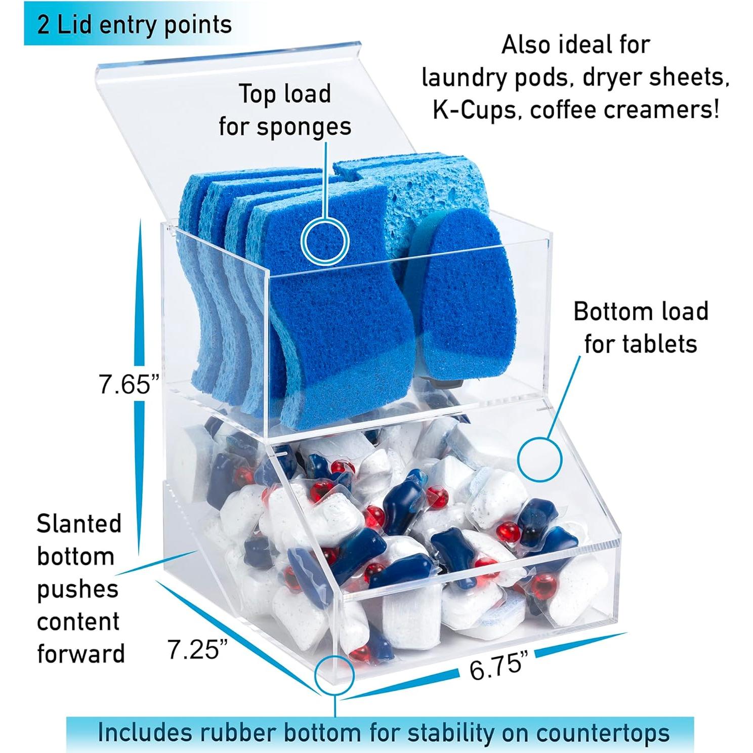 Contenedor Acrílico IneVibe para Cápsulas y Esponjas 2 Compartimentos
