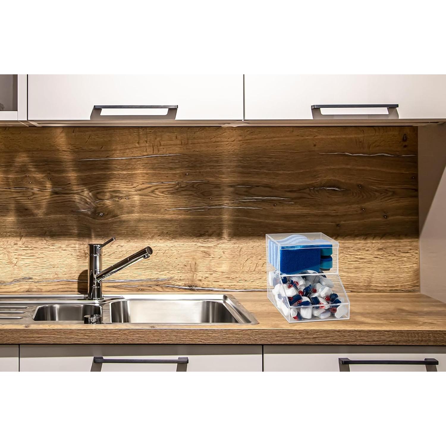 Contenedor Acrílico IneVibe para Cápsulas y Esponjas 2 Compartimentos