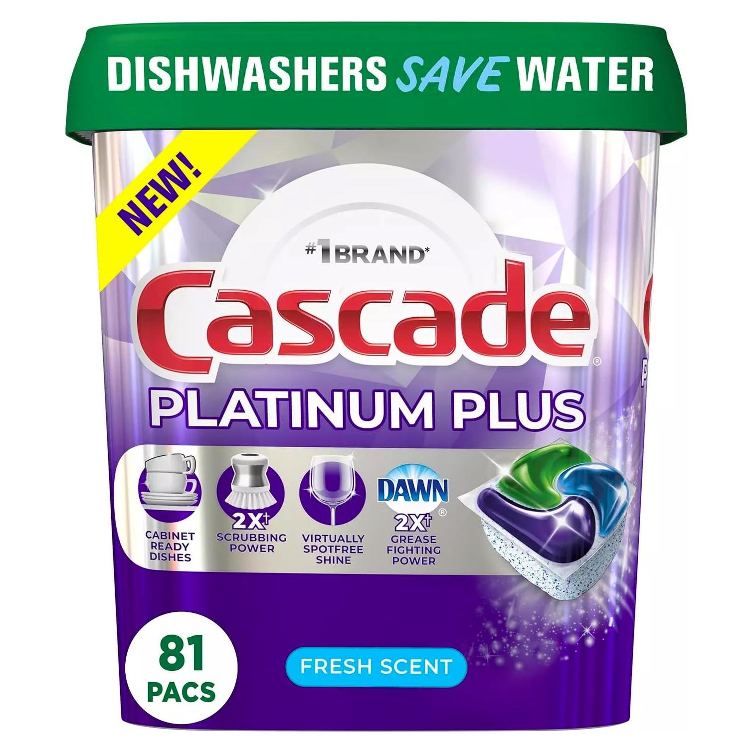 Cápsulas de Detergente para Lavavajillas Cascade Platinum Plus 81 Ct