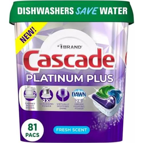 Cápsulas de Detergente para Lavavajillas Cascade Platinum Plus 81 Ct