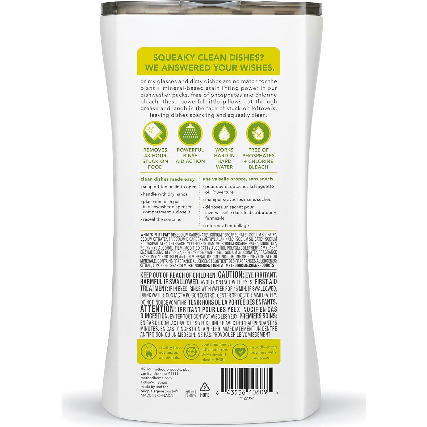 Detergente para Lavavajillas Method Menta Limón 10843536106092 - 1080g