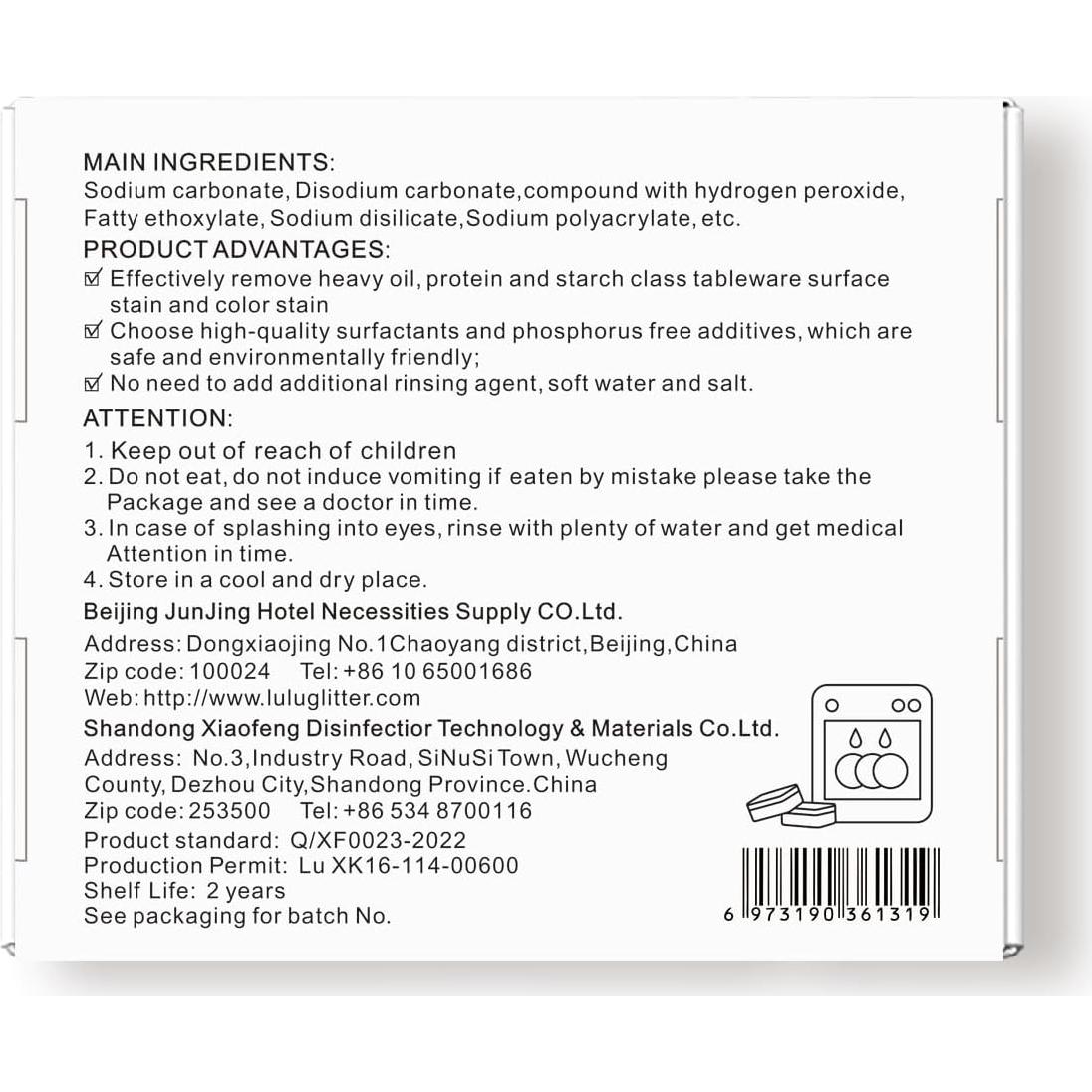 Tabletas de Lavavajillas Junjing 24 Unidades Limpieza Profunda