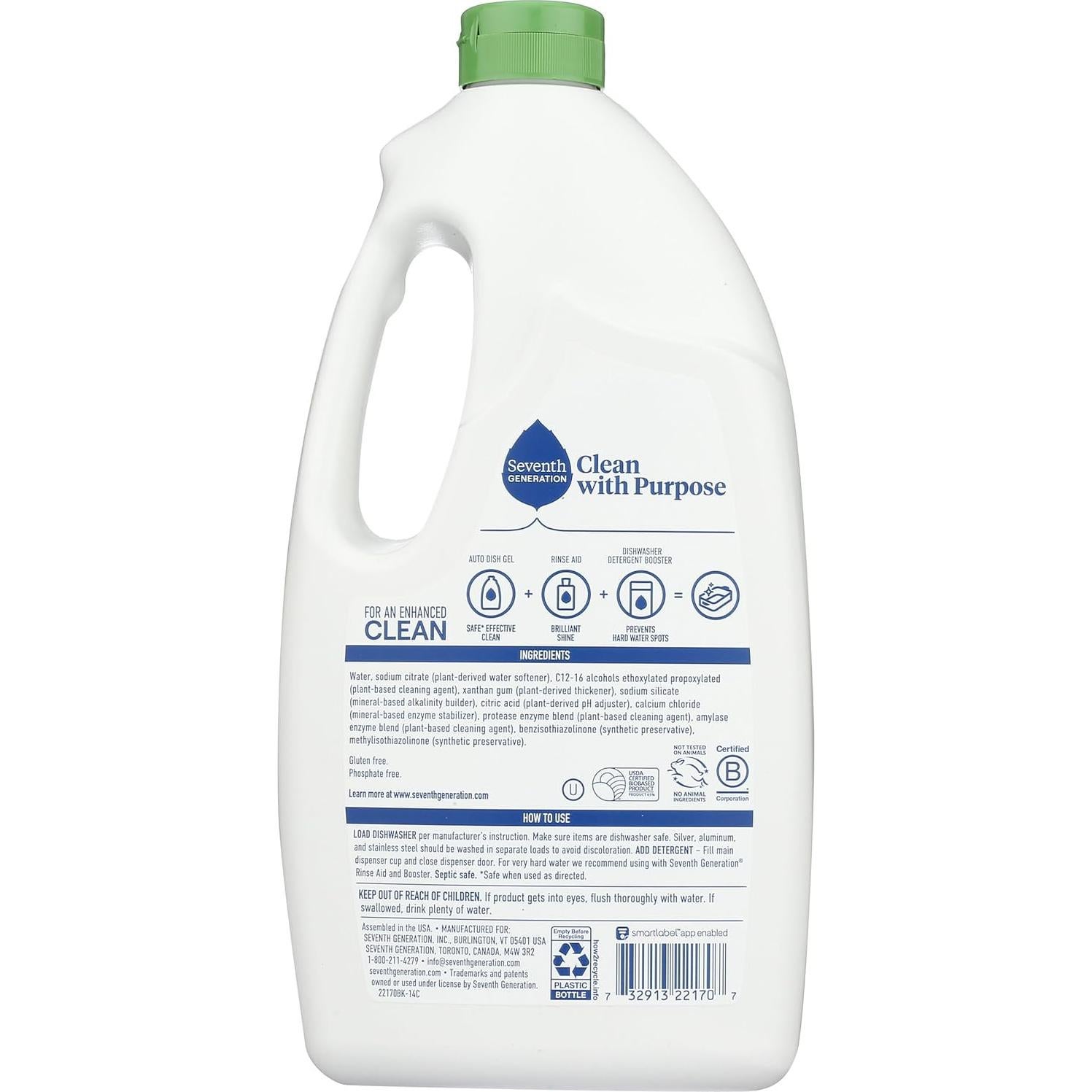 Gel para Lavavajillas Seventh Generation 1240ml Libre y Claro