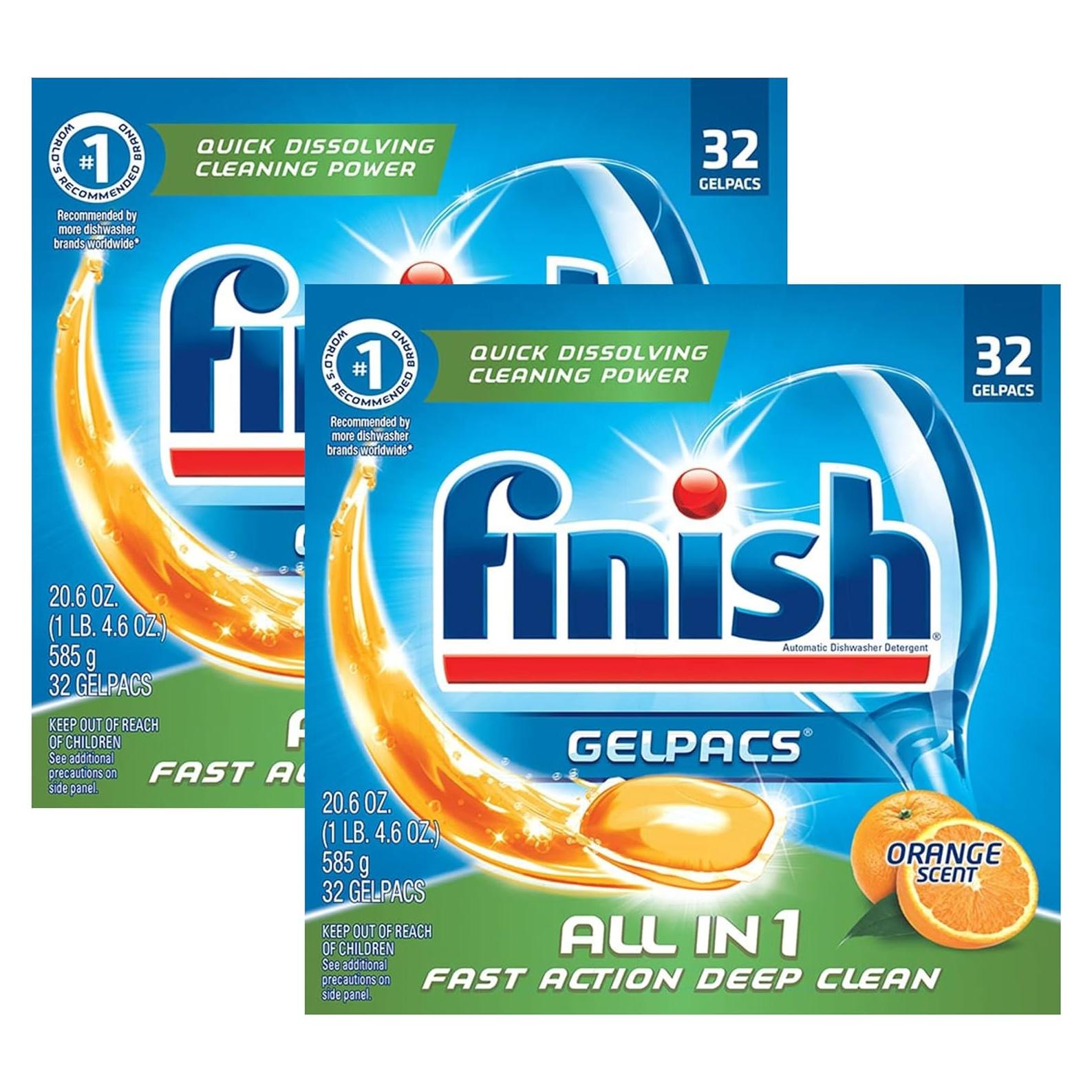 Finish Gelpacs Todo En 1 Naranja 32 Tabs - Detergente Lavavajillas