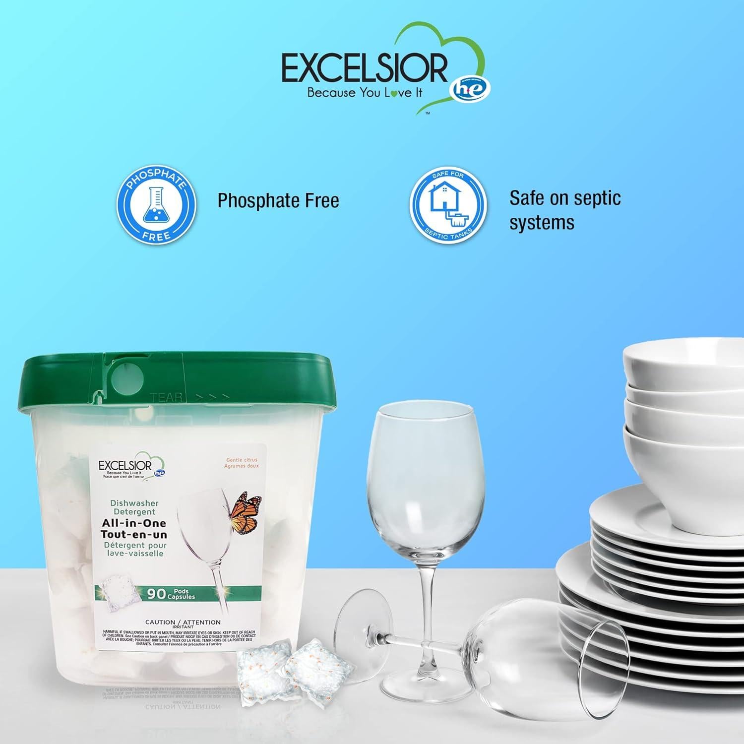 Detergente en Cápsulas para Lavavajillas Excelsior HE 90 Unidades