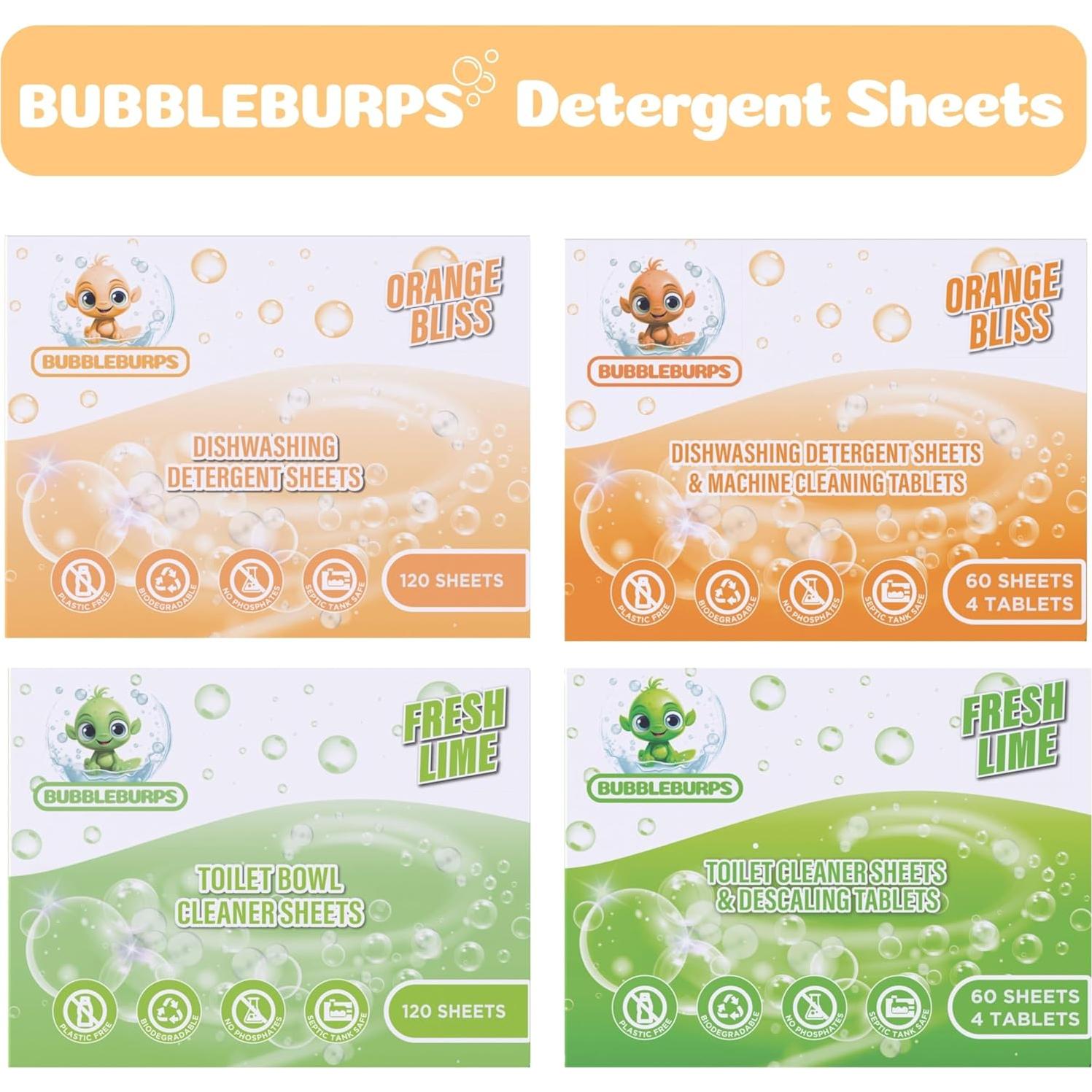 Hojas de detergente para lavavajillas Bubbleburps - 60 unidades