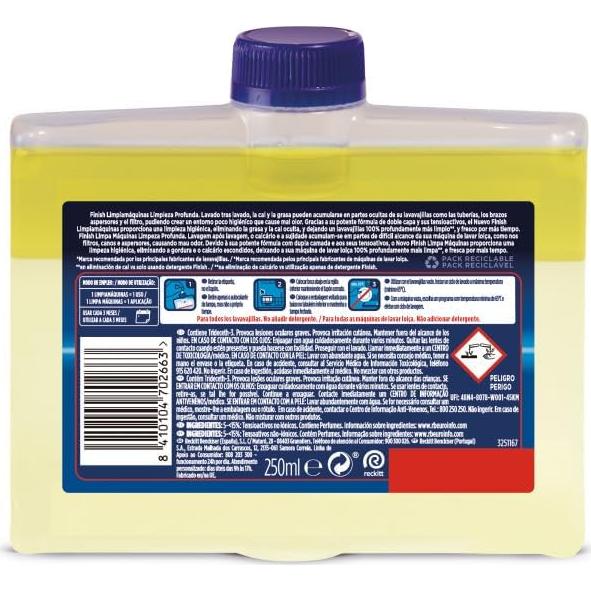 Limpiador de Lavavajillas Finish Doble Acción 250 ml - 8 Unidades