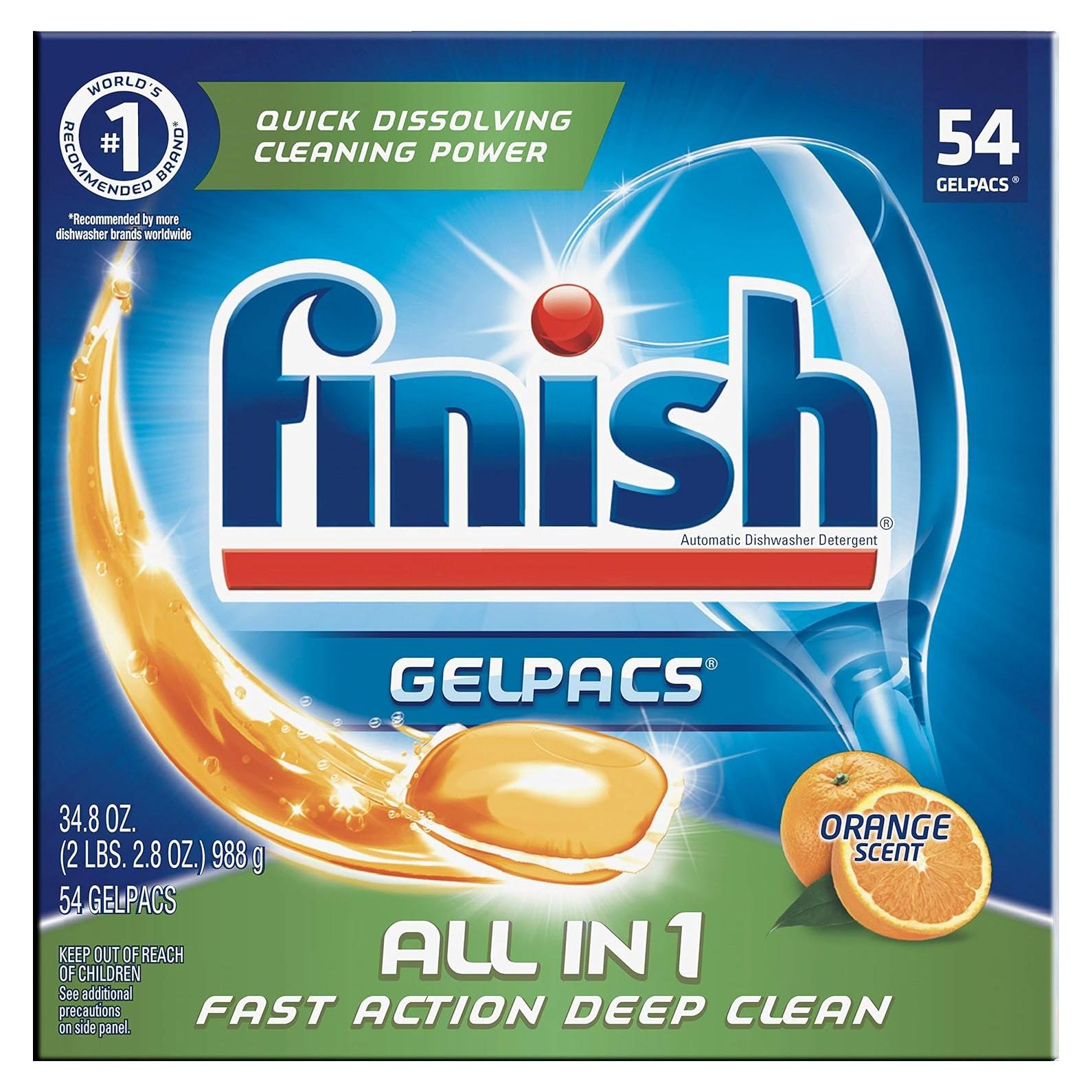 Finish Todo En 1 Gelpacs Naranja 54 Tabs - Detergente Lavavajillas
