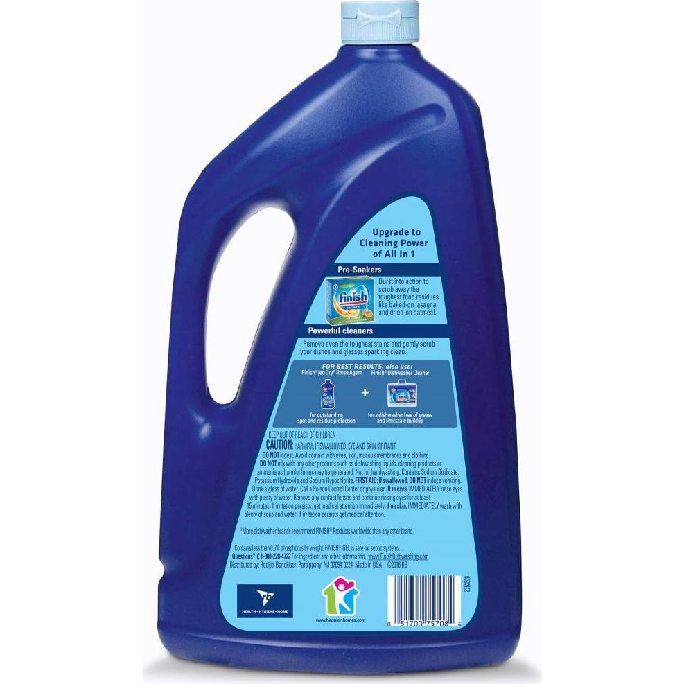 Detergente en Gel para Lavavajillas Finish, Limón, 2L (Pack 2)