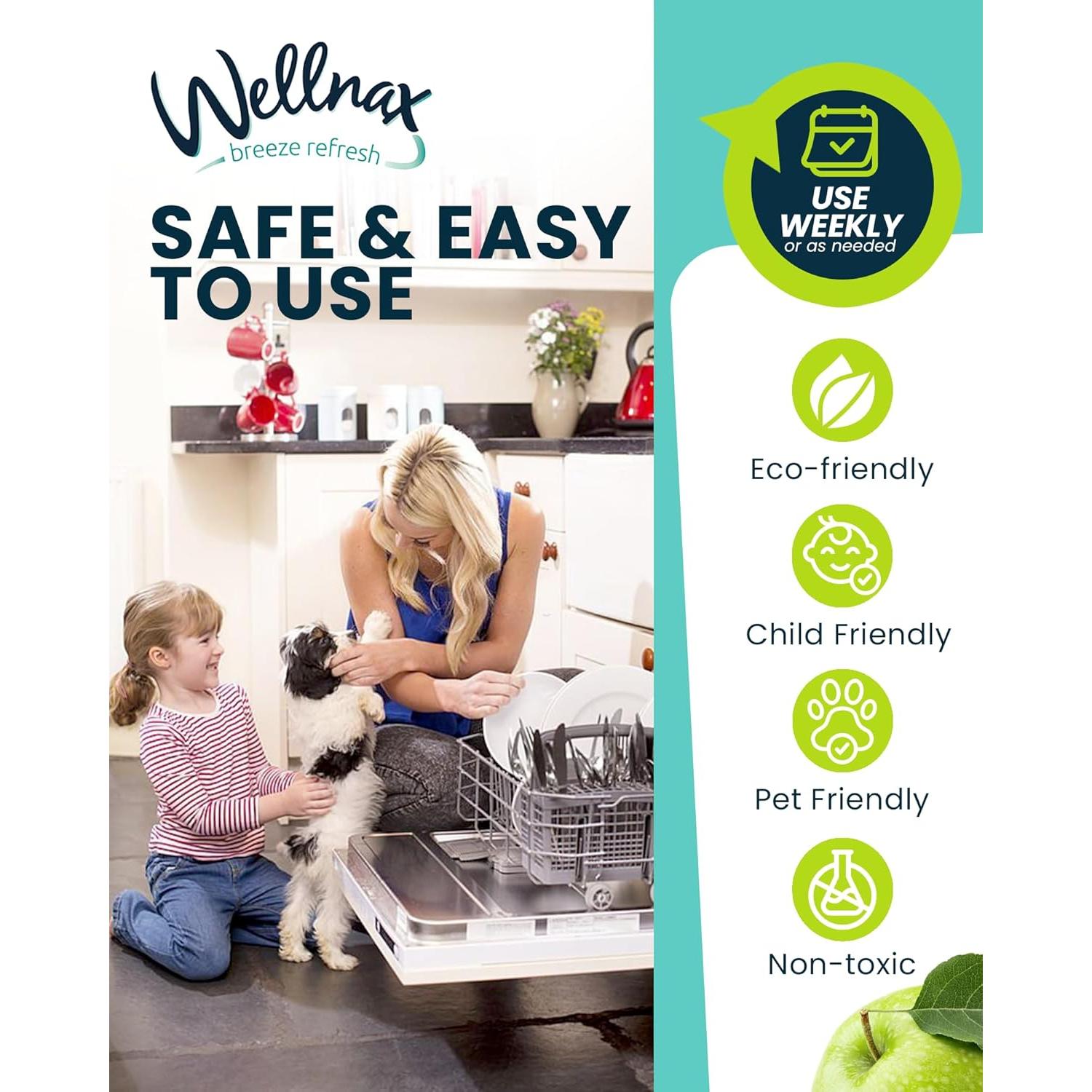 Ambientador y Limpiador para Lavavajillas Wellnax Manzana Verde