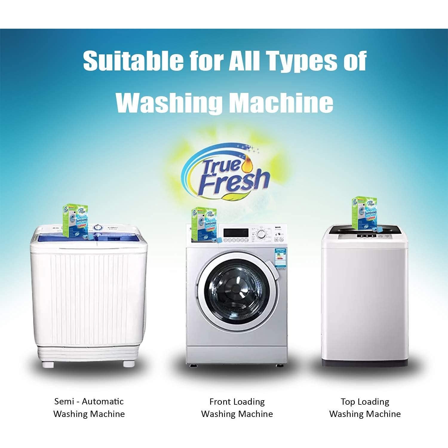 Tabletas Limpiadoras de Lavadora True Fresh - 25 Unidades para Carga Frontal y Superior