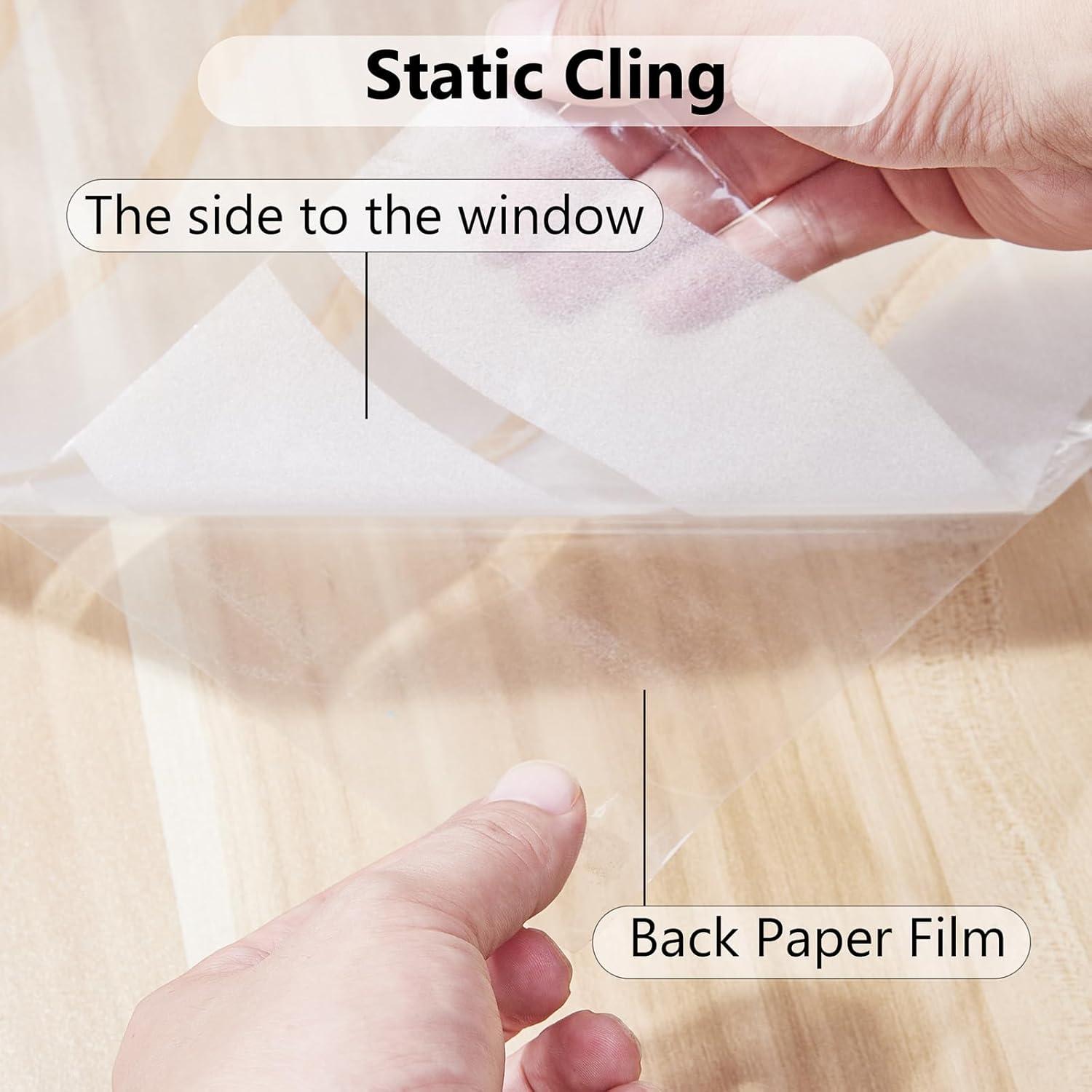 Donox Window Privacy Film, Static Frosted Window Film Non-Adhesive Glass Film, Beautiful Simple Wave Pattern for Home Office, 17.5 X 78.7 Inches