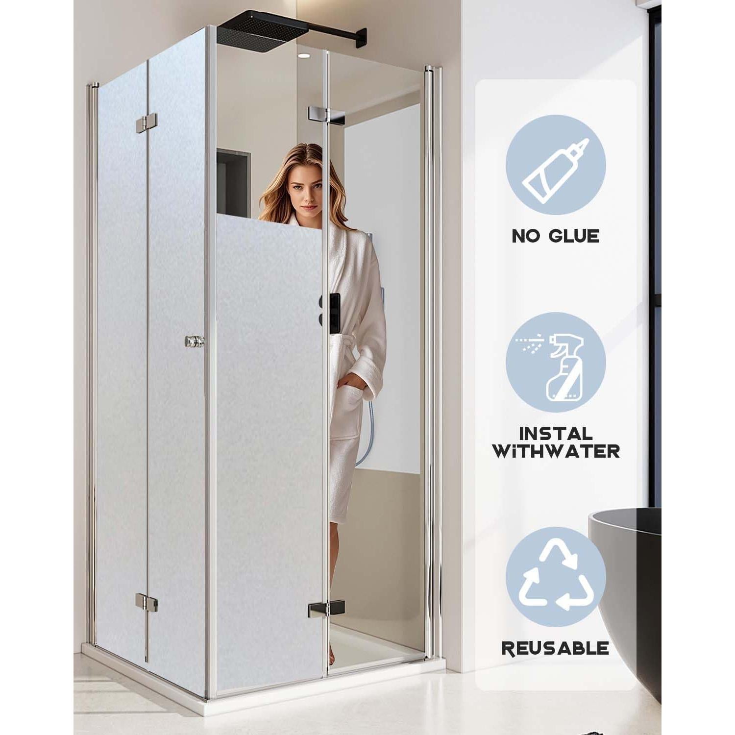 Frosted Window Film, Removable Glass Door Privacy Film, Suitable for Bathrooms, Offices, Static Cling Decorative Film, Reusable Window Stickers (Pure, 17.5X78.7 Inch)