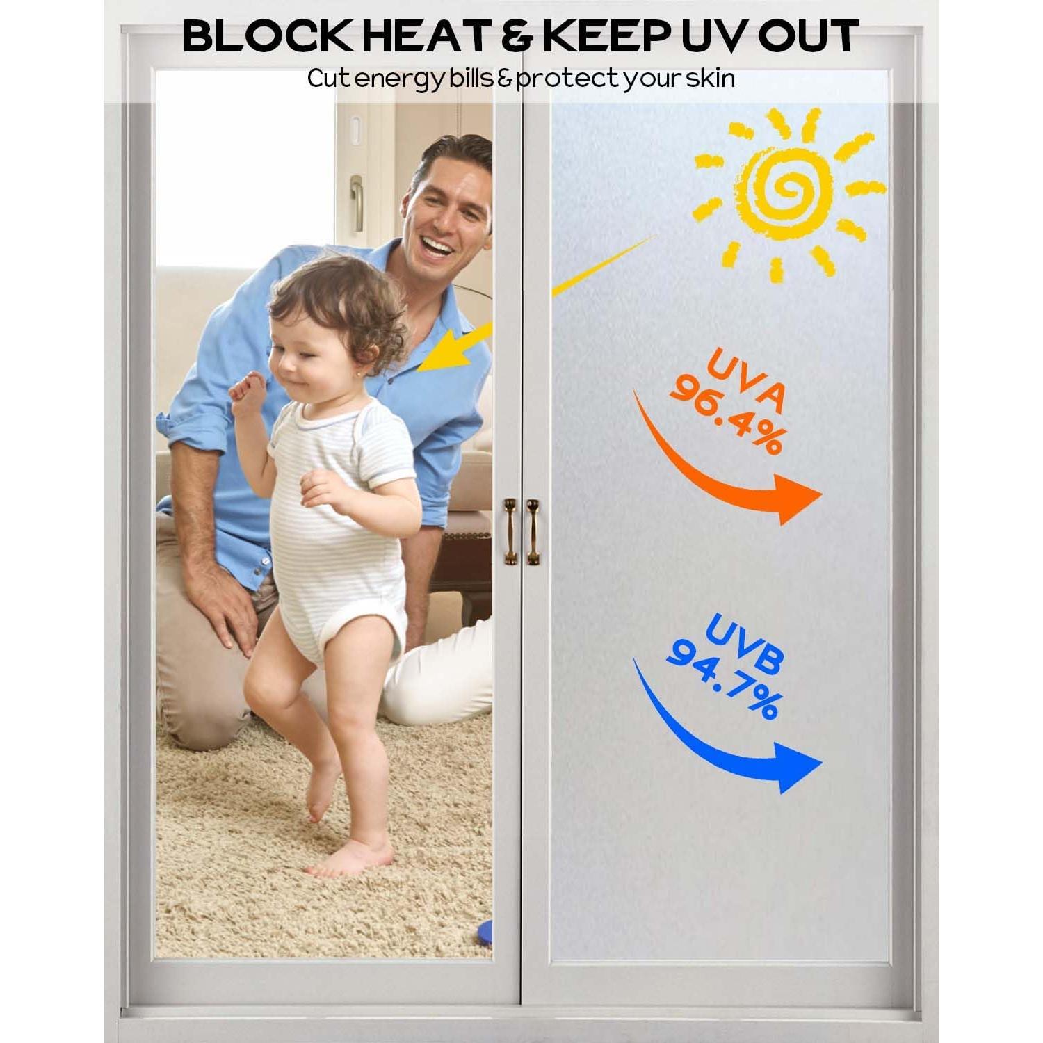 Frosted Window Film, Removable Glass Door Privacy Film, Suitable for Bathrooms, Offices, Static Cling Decorative Film, Reusable Window Stickers (Pure, 17.5X78.7 Inch)