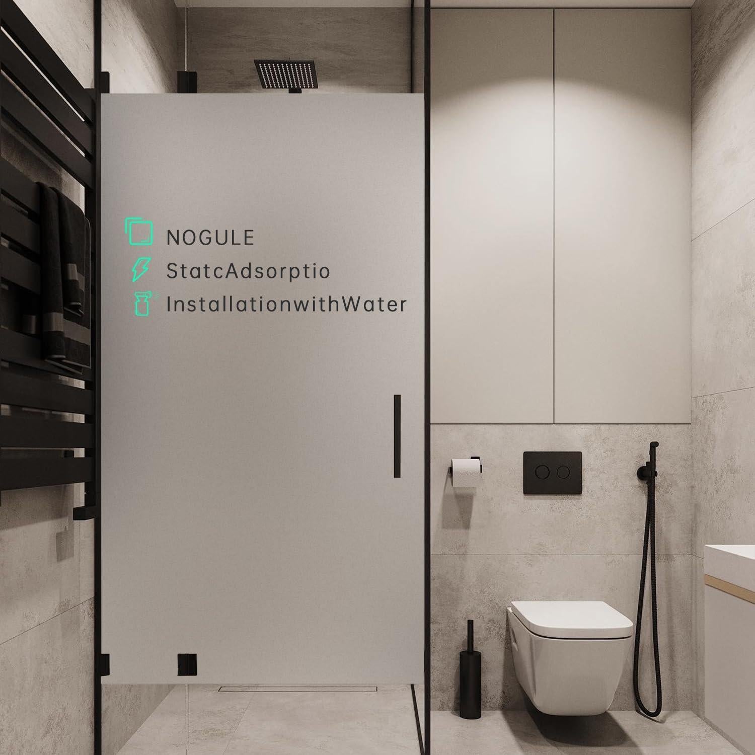 Frosted Window Film, Removable Glass Door Privacy Film, Suitable for Bathrooms, Offices, Static Cling Decorative Film, Reusable Window Stickers (Pure, 17.5X78.7 Inch)