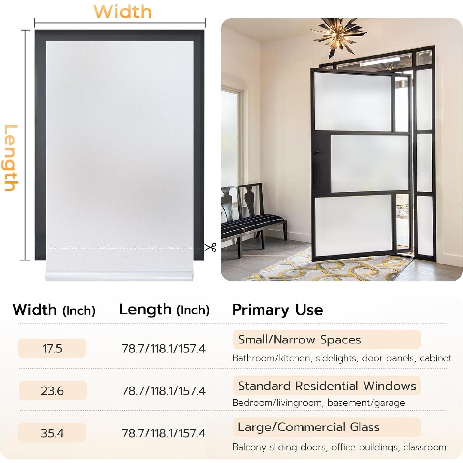 Película de Privacidad LUTE 44.5x200 cm Vinilo Esmerilado