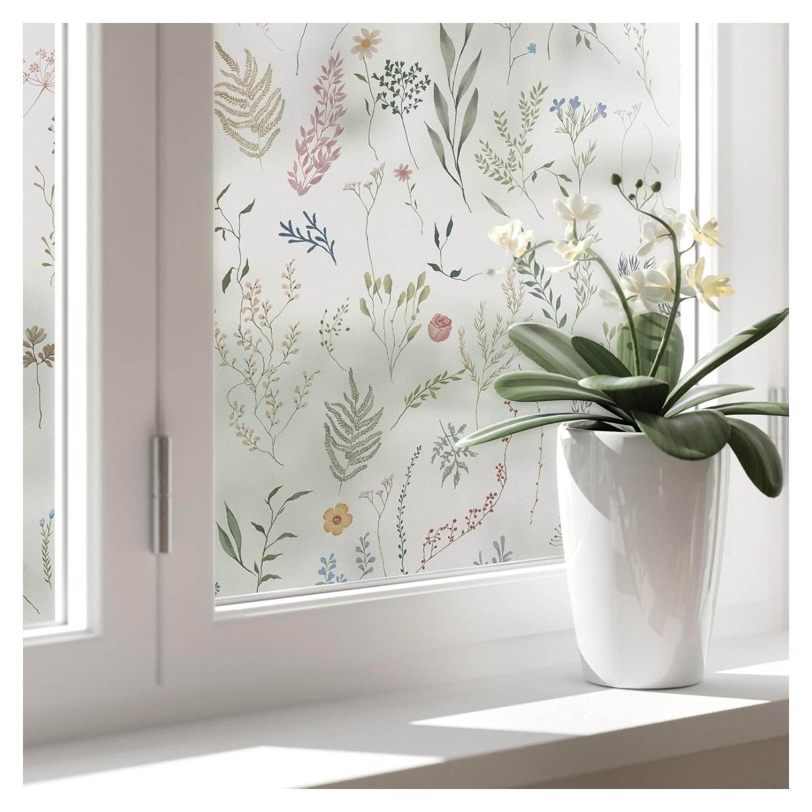 Película de Privacidad Dimoon 43.9x199.4 cm Floral Vinilo