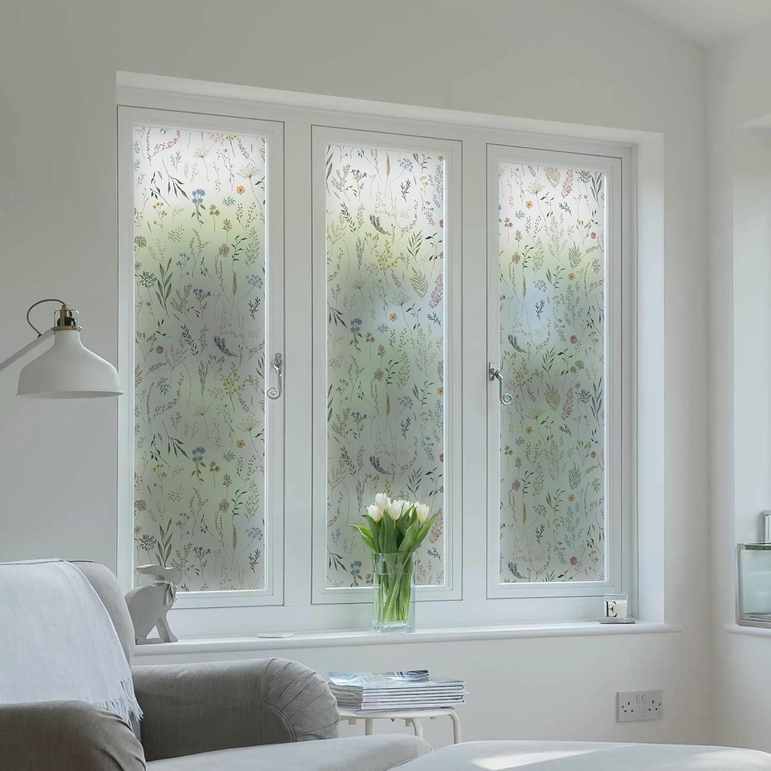 Película de Privacidad Dimoon 43.9x199.4 cm Floral Vinilo