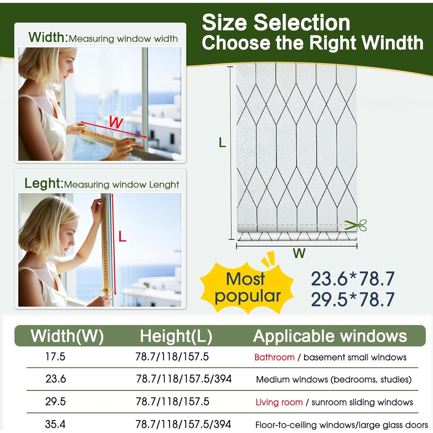 Película de Privacidad Windimiley 44.5x200 cm Vinilo Decorativo