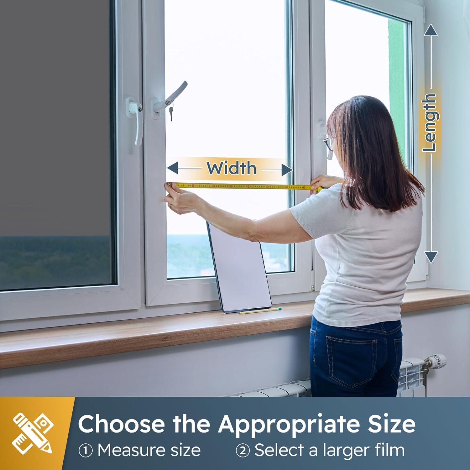 Película de Privacidad para Ventana rabbitgoo 44.5x200cm Negro Plateado