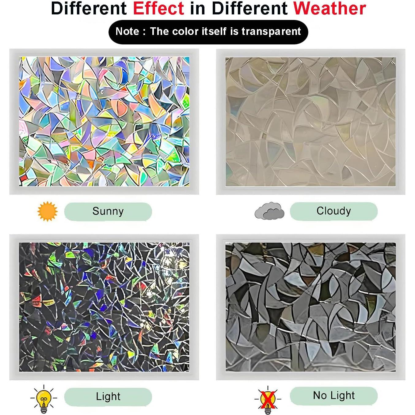 Película de Privacidad Arcoíris ZHMRROAD 44.5x200 cm PVC