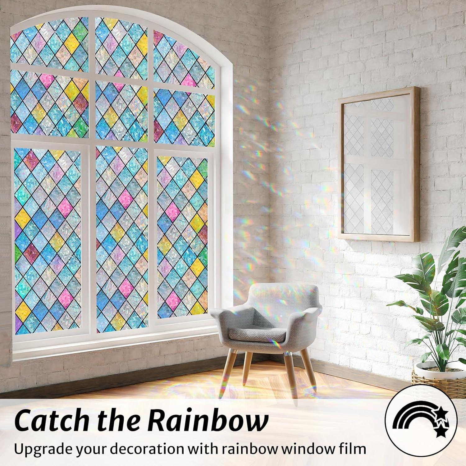 Película de Ventana Rabbitgoo Lattice 3D 44.5x200 cm Decorativa