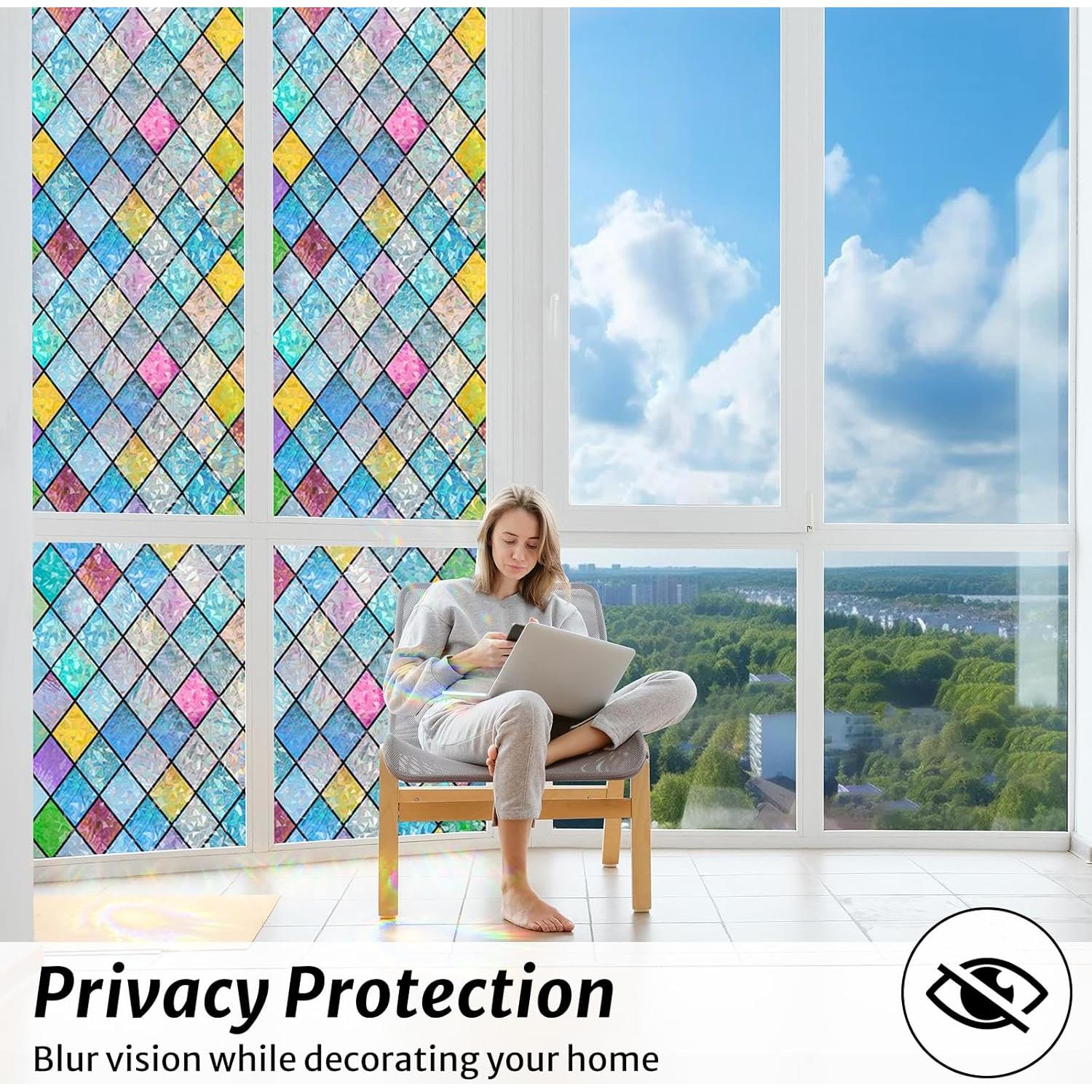 Película de Ventana Rabbitgoo Lattice 3D 44.5x200 cm Decorativa