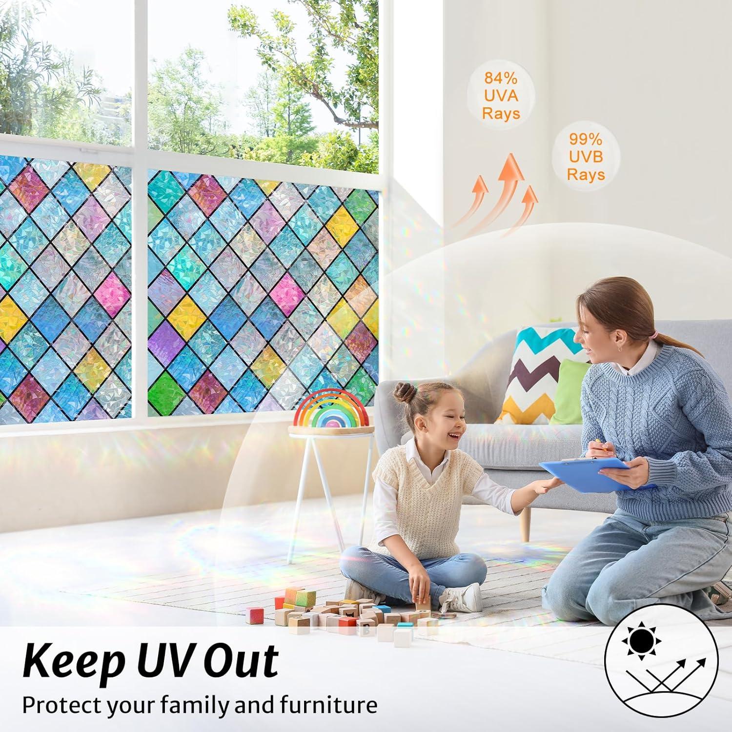 Película de Ventana Rabbitgoo Lattice 3D 44.5x200 cm Decorativa