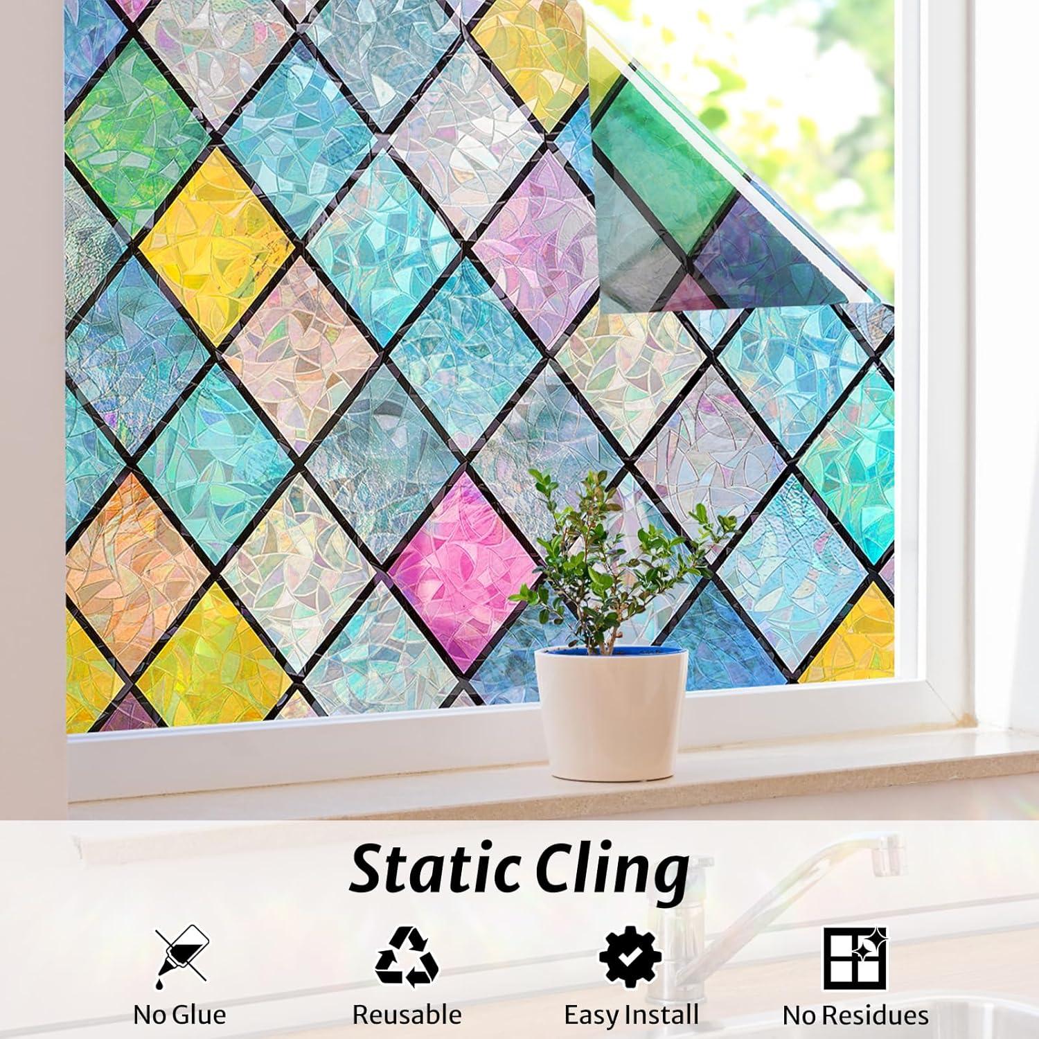 Película de Ventana Rabbitgoo Lattice 3D 44.5x200 cm Decorativa