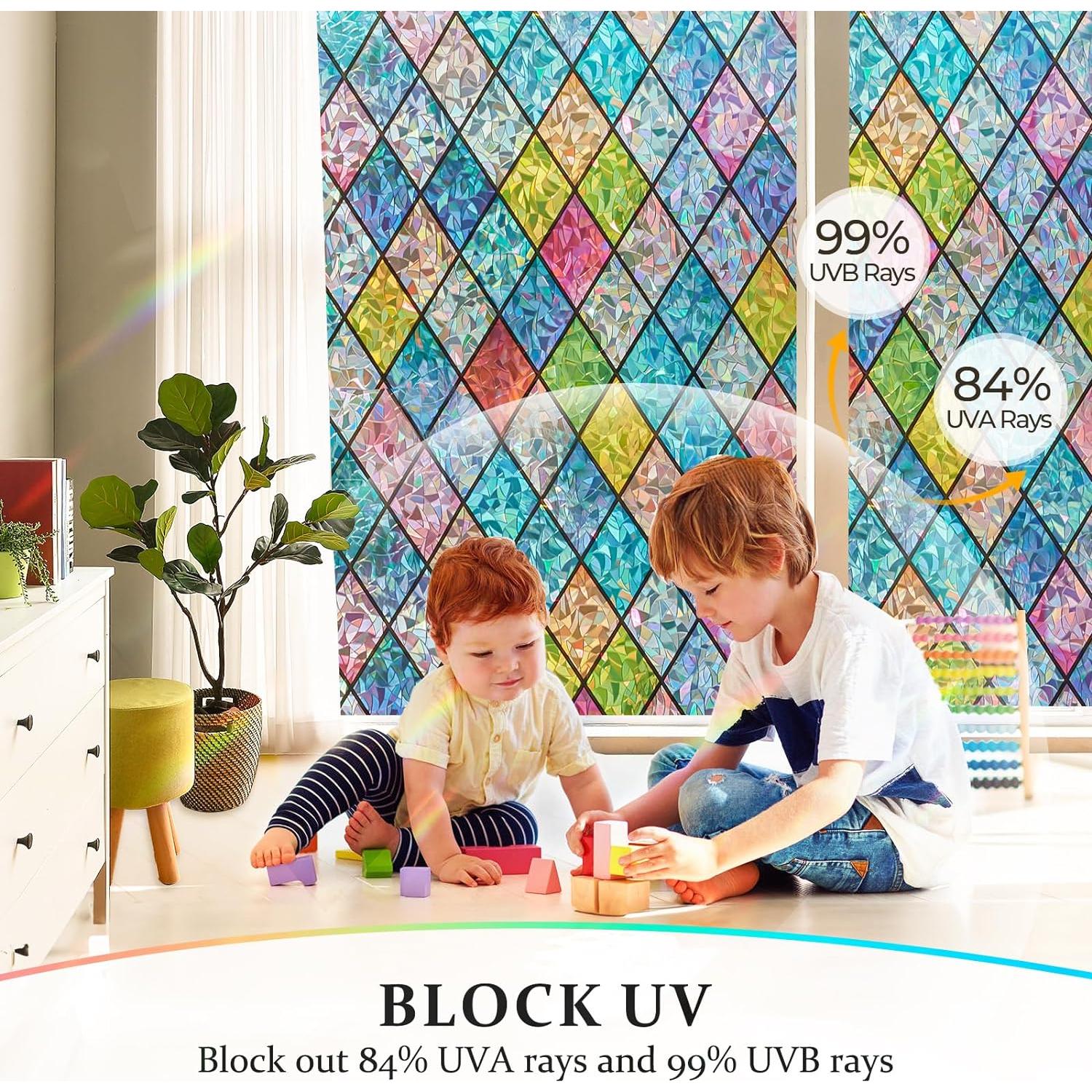 Película de Privacidad Coavas 3D Arcoíris 44.5x199.8 cm