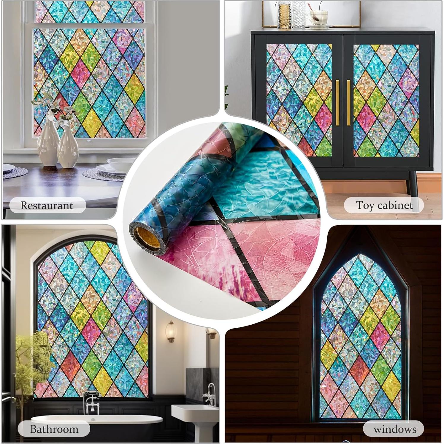 Película de Privacidad Coavas 3D Arcoíris 44.5x199.8 cm