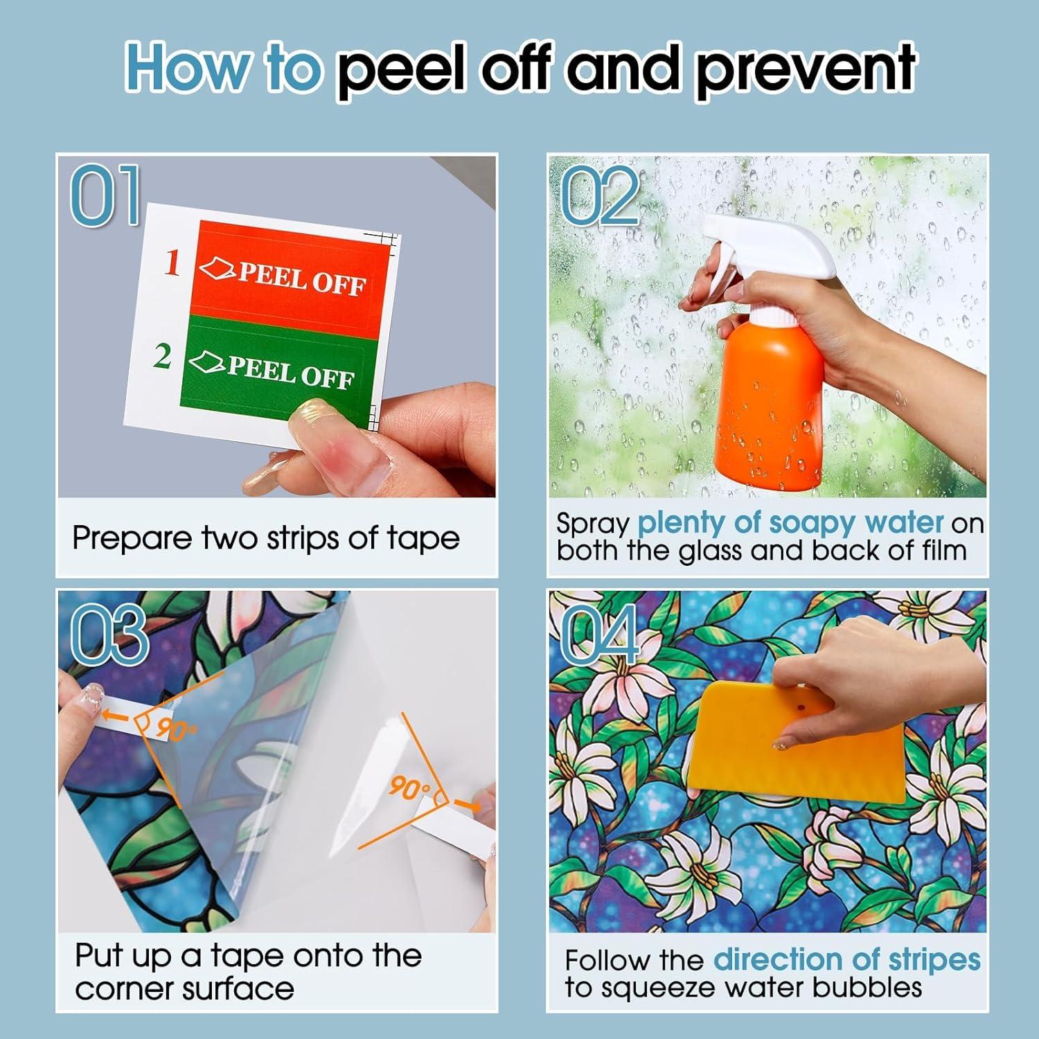 Película de Privacidad Coavas 1.35 m² Floral Azul PVC