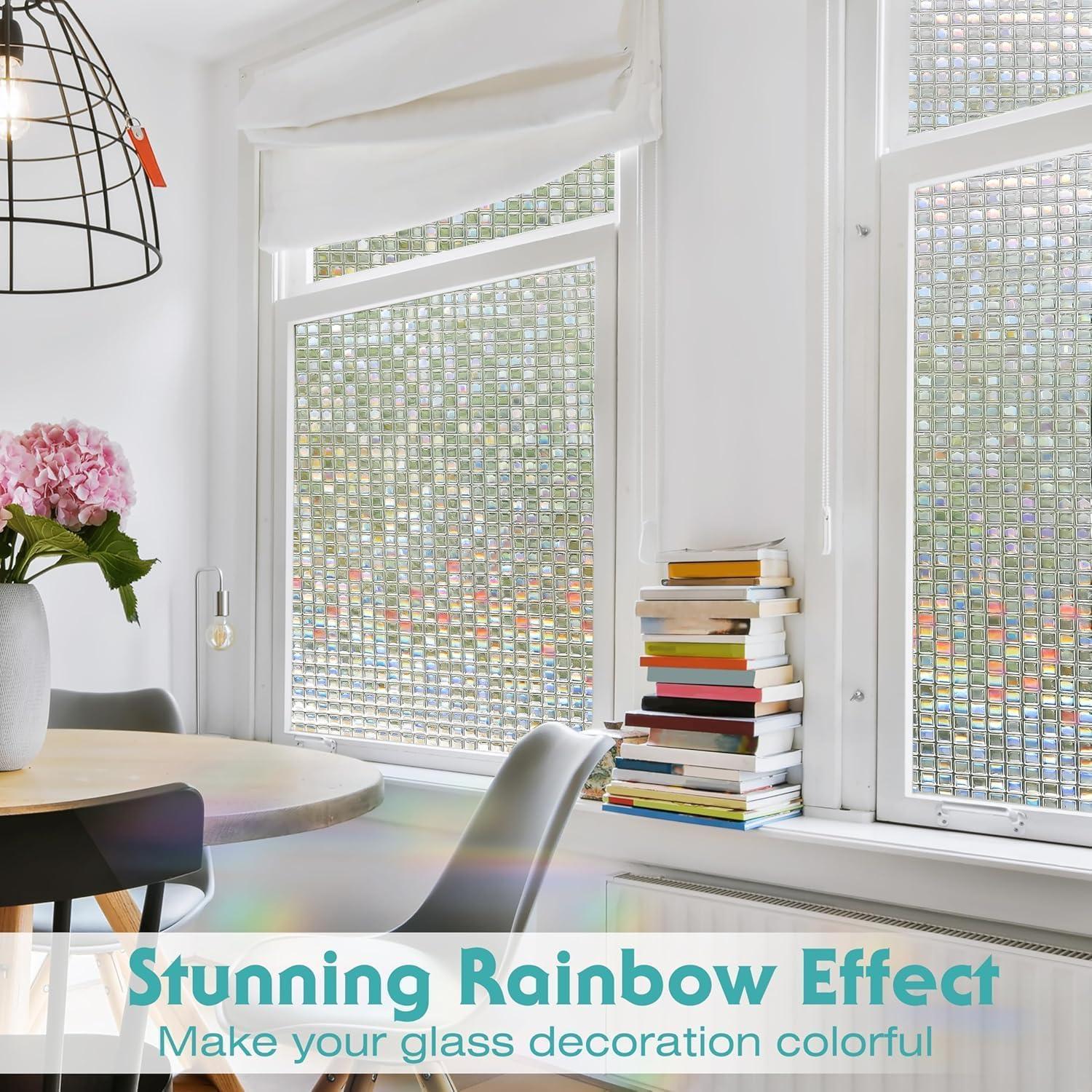 Película de Privacidad Arcoíris Divertida 30x200 cm Sin Adhesivo