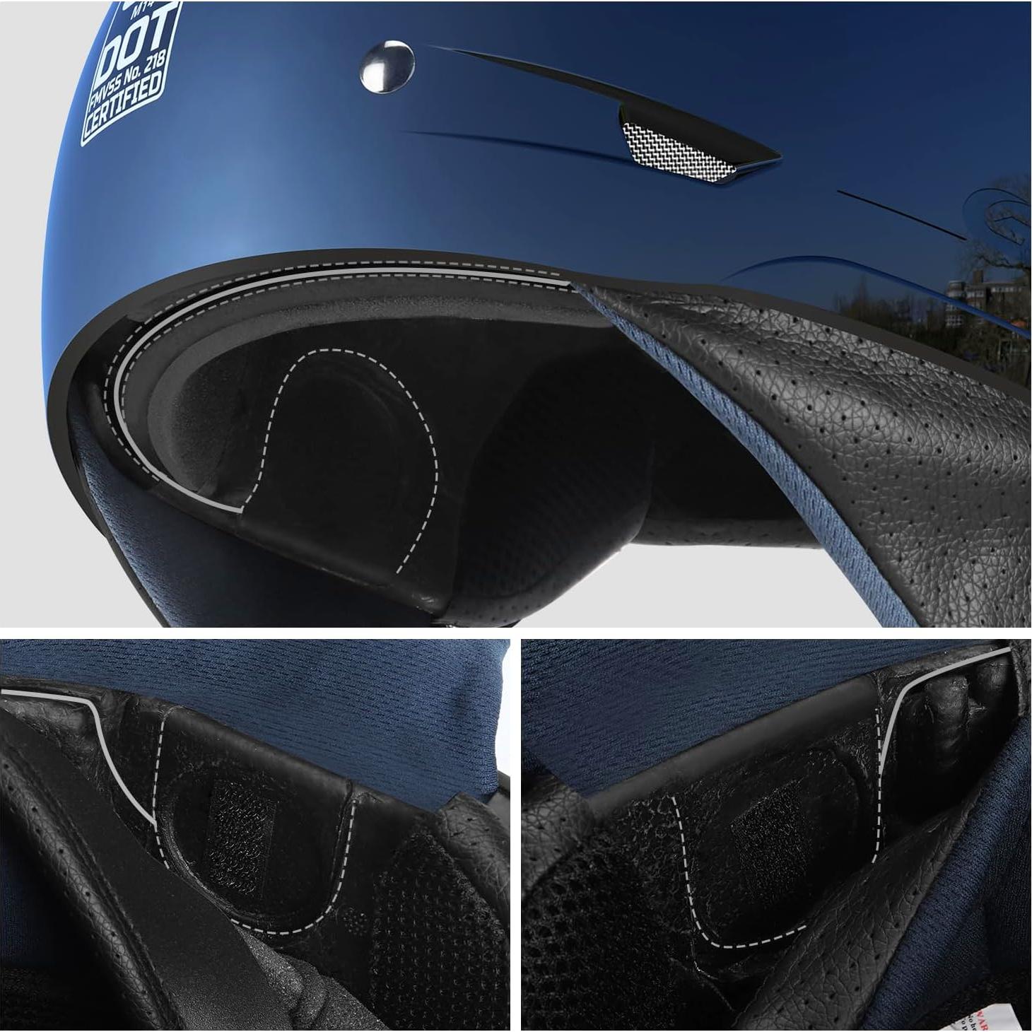 Casco Abierto GLX M14 para Motocicleta - Negro Mediano